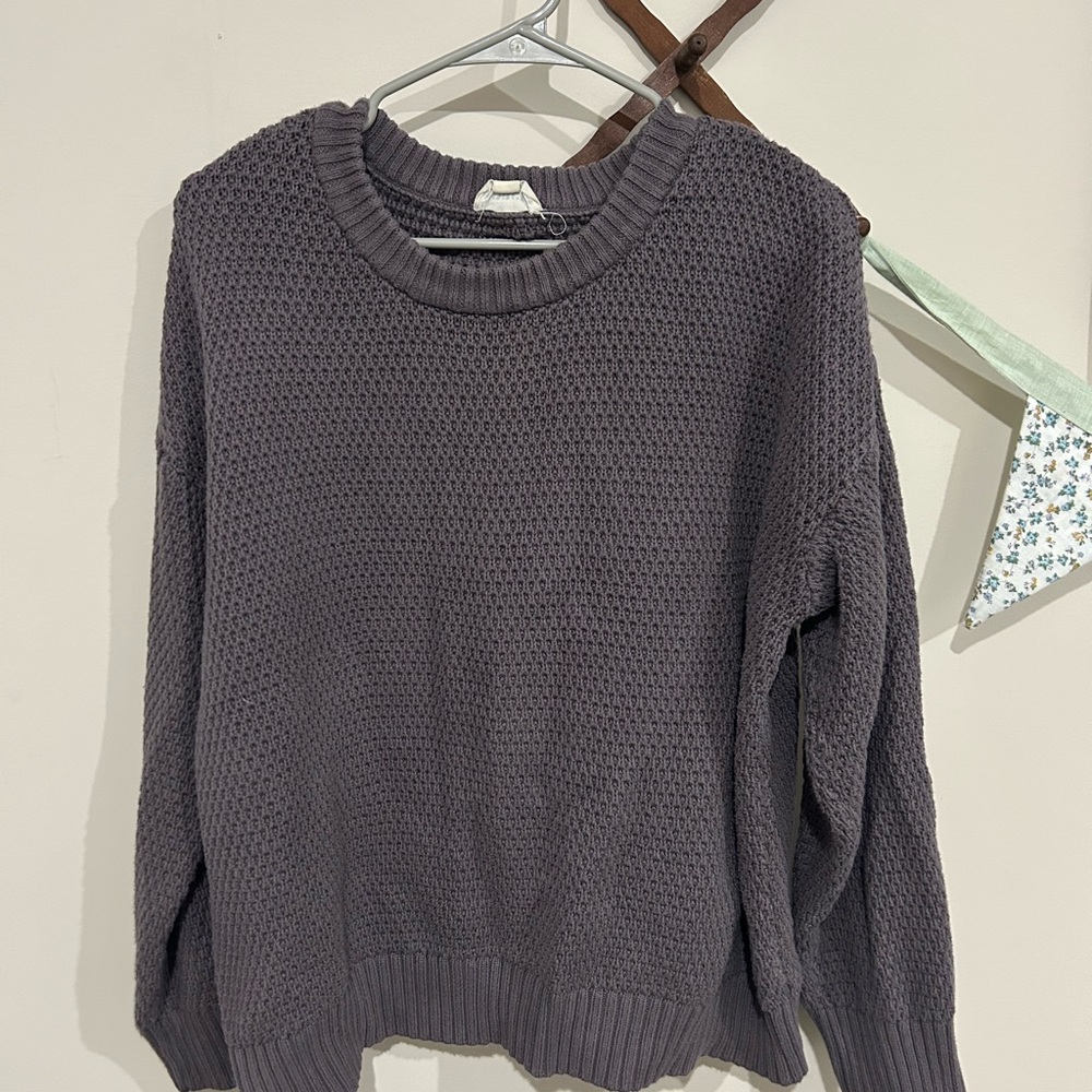 Pact Women's Charcoal honeycomb Crew Neck Sweater
